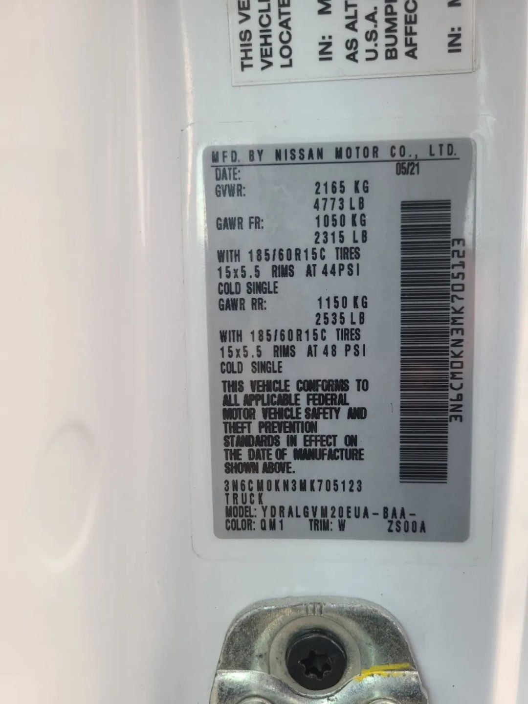 Nissan NV200 Compact Cargo I4 SV 2021
