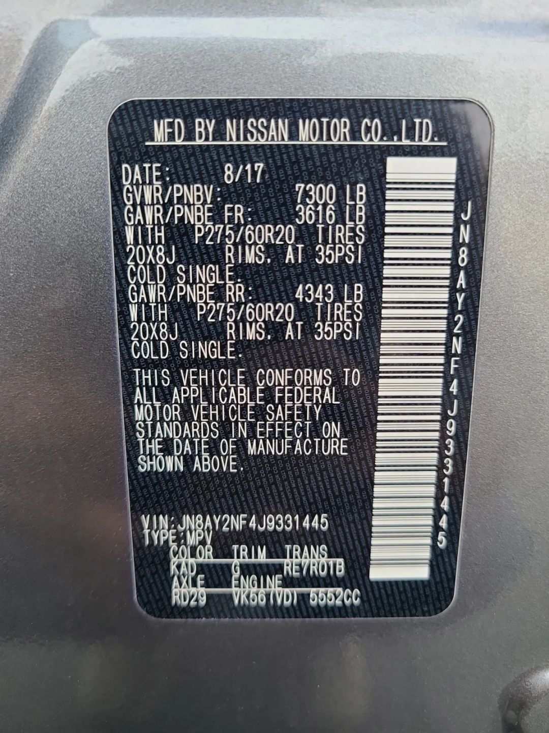 Nissan Armada 4x2 Platinum 2018