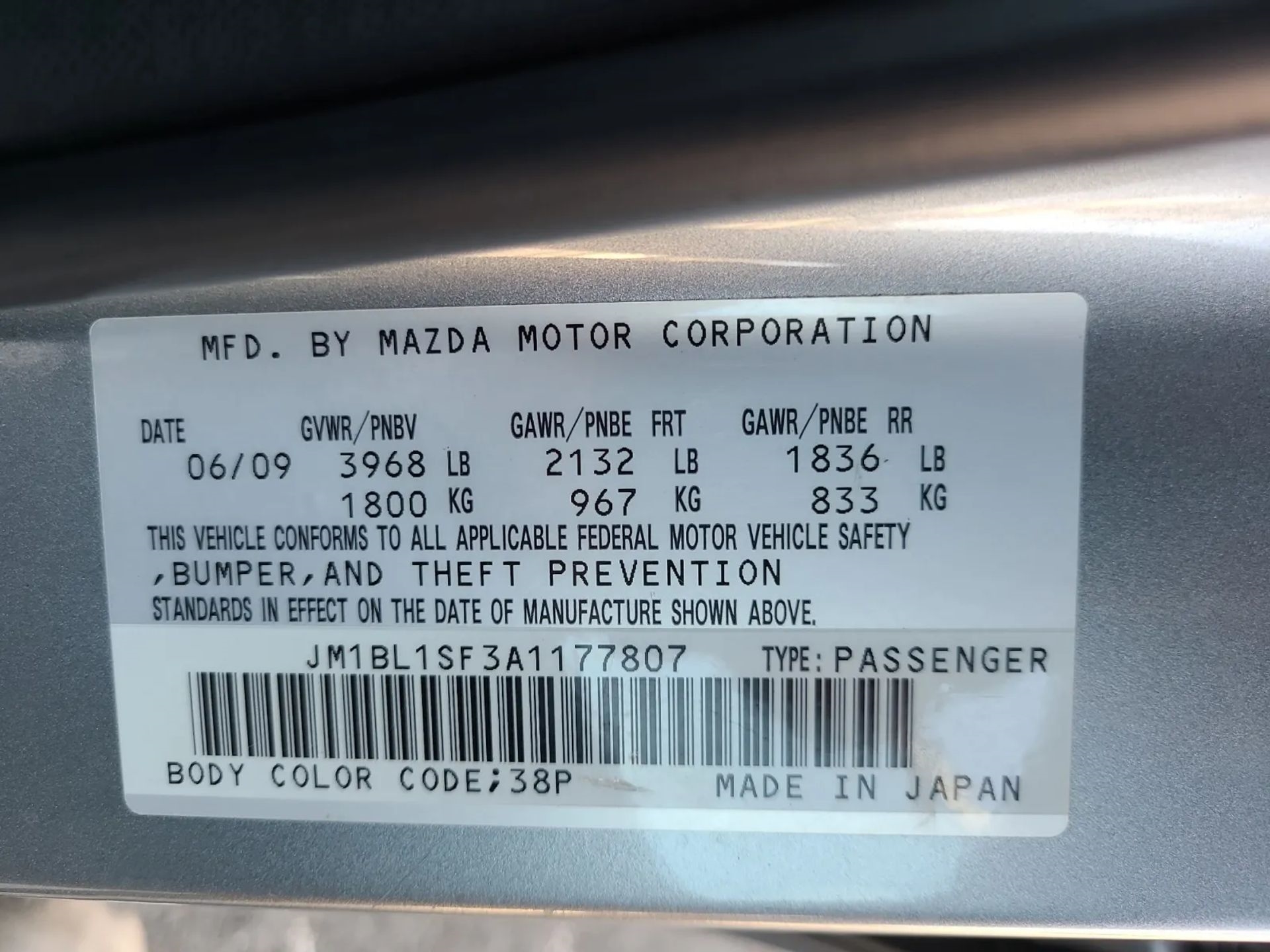 Mazda MAZDA3 4dr Sdn Auto i Touring 2010