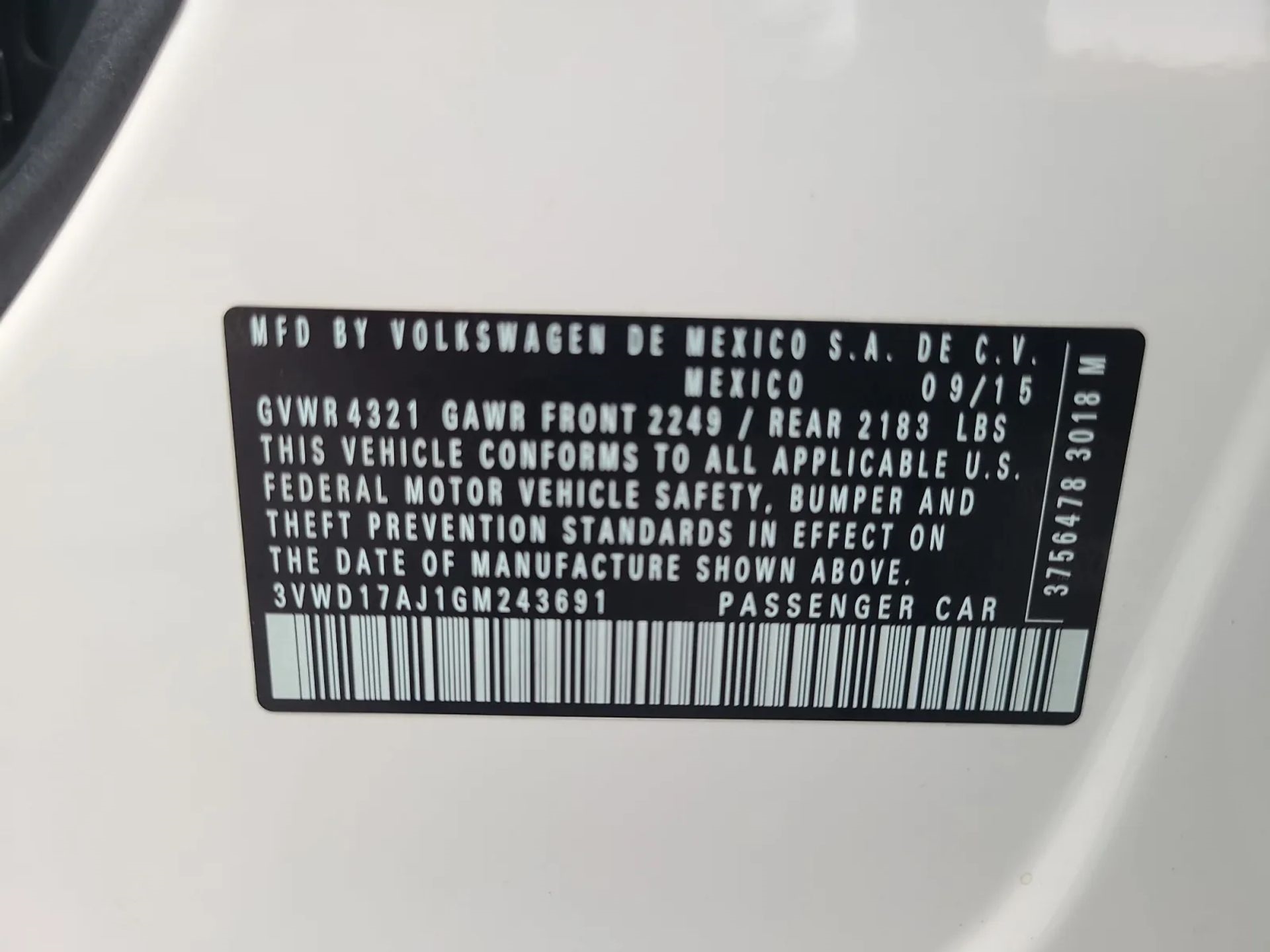 Volkswagen Jetta Sedan 4dr Auto 1.8T Sport PZEV 2016