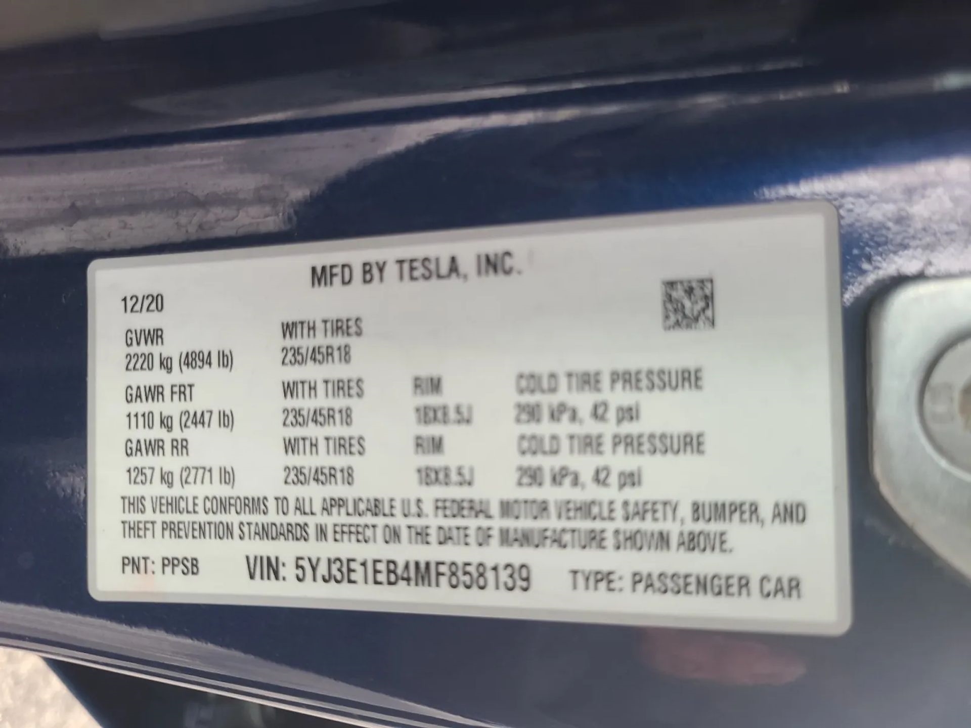 Tesla Model 3 Long Range AWD 2021