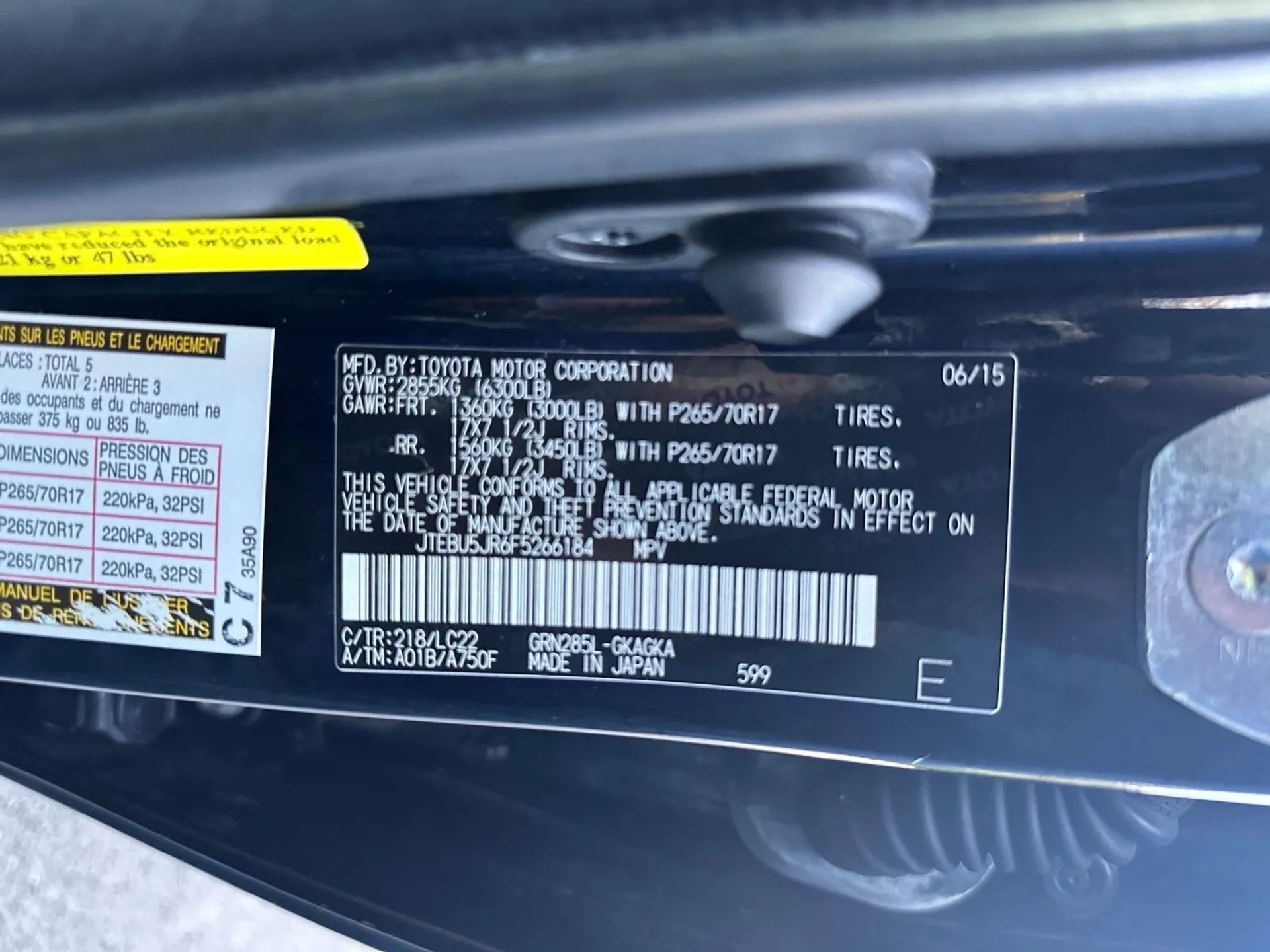 Toyota 4Runner 4WD 4dr V6 Trail Premium (Natl) 2015