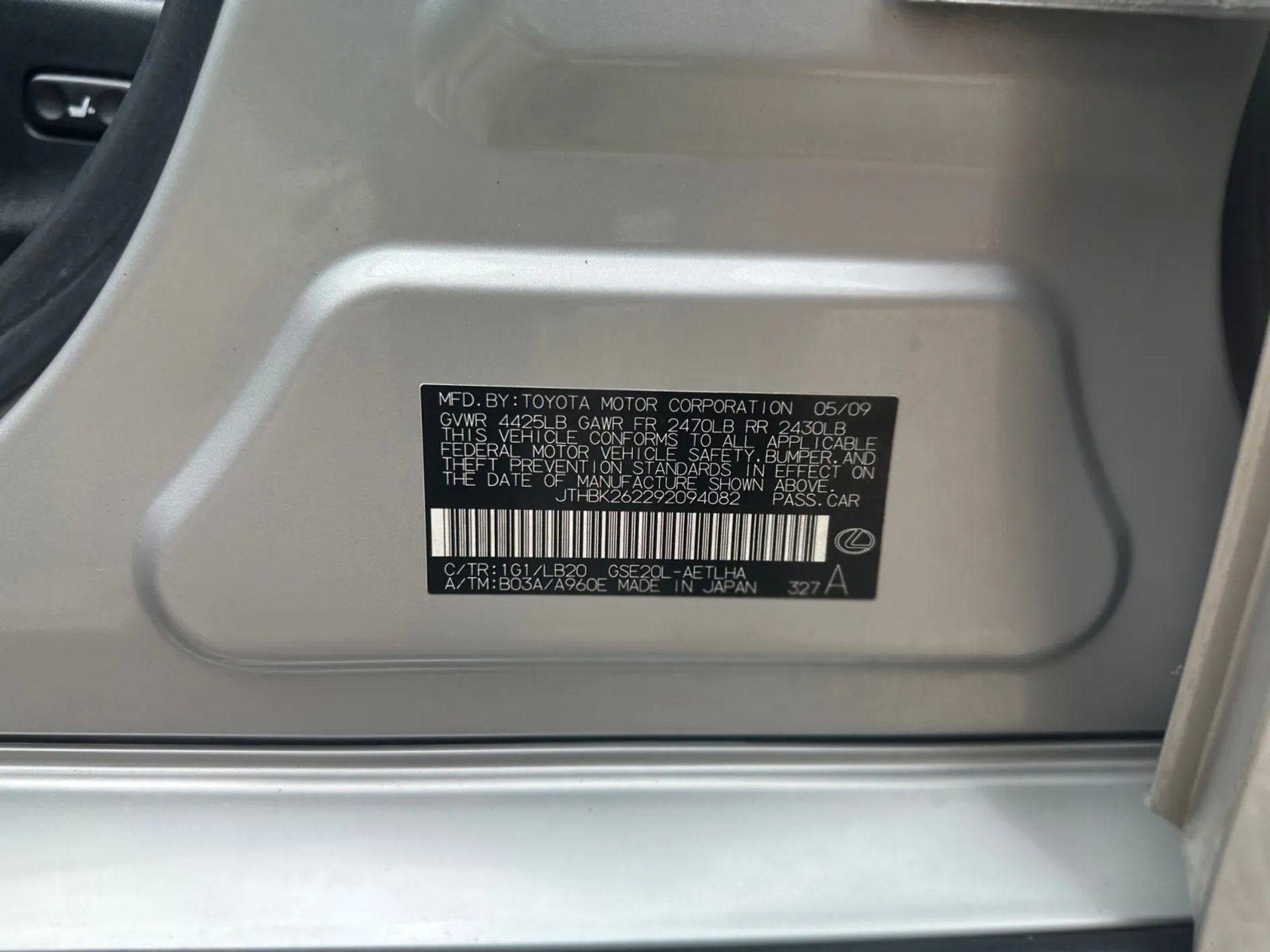 Lexus IS 250 4dr Sport Sdn Man RWD 2009