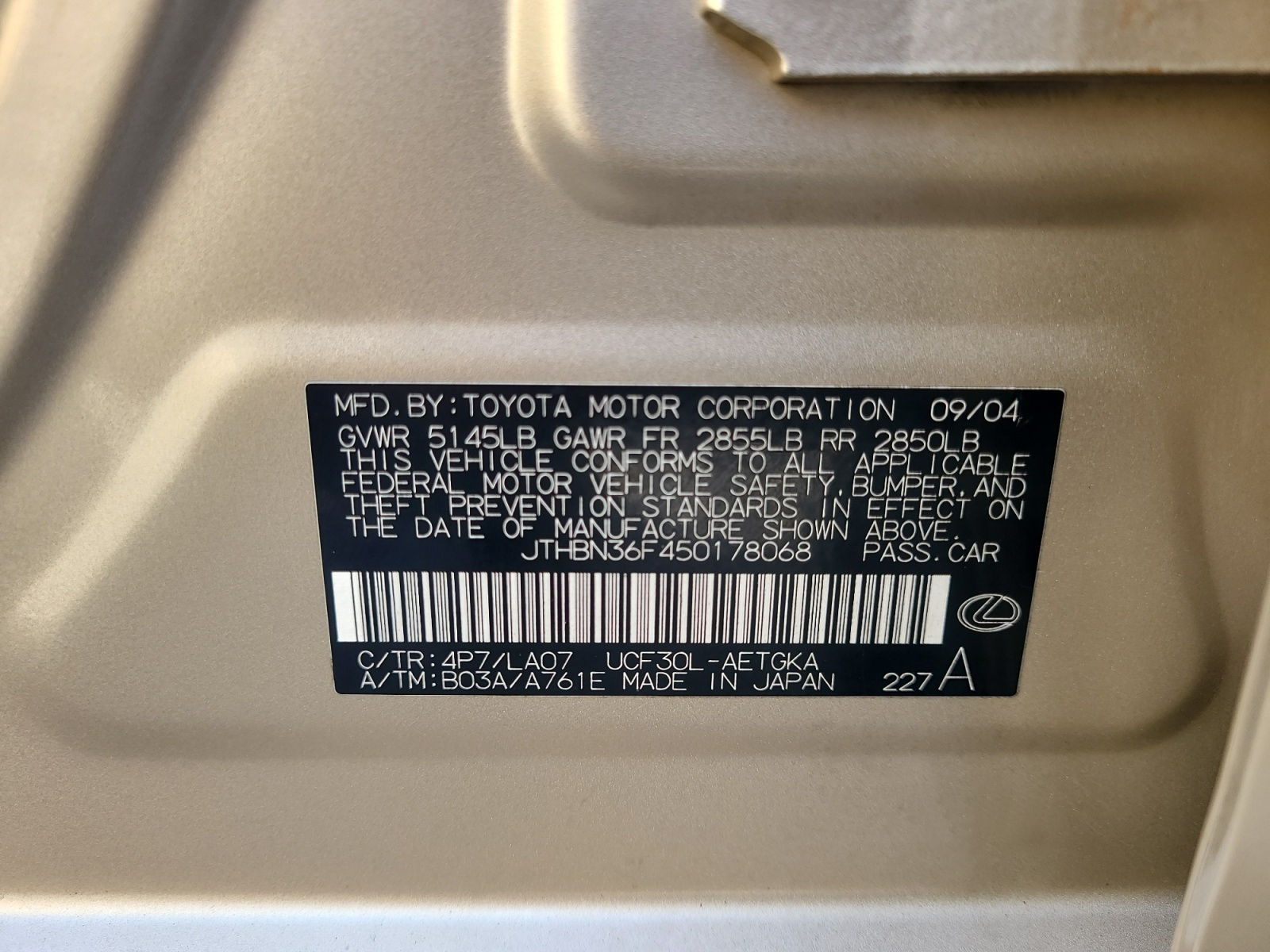 Lexus LS 430 4dr Sdn 2005