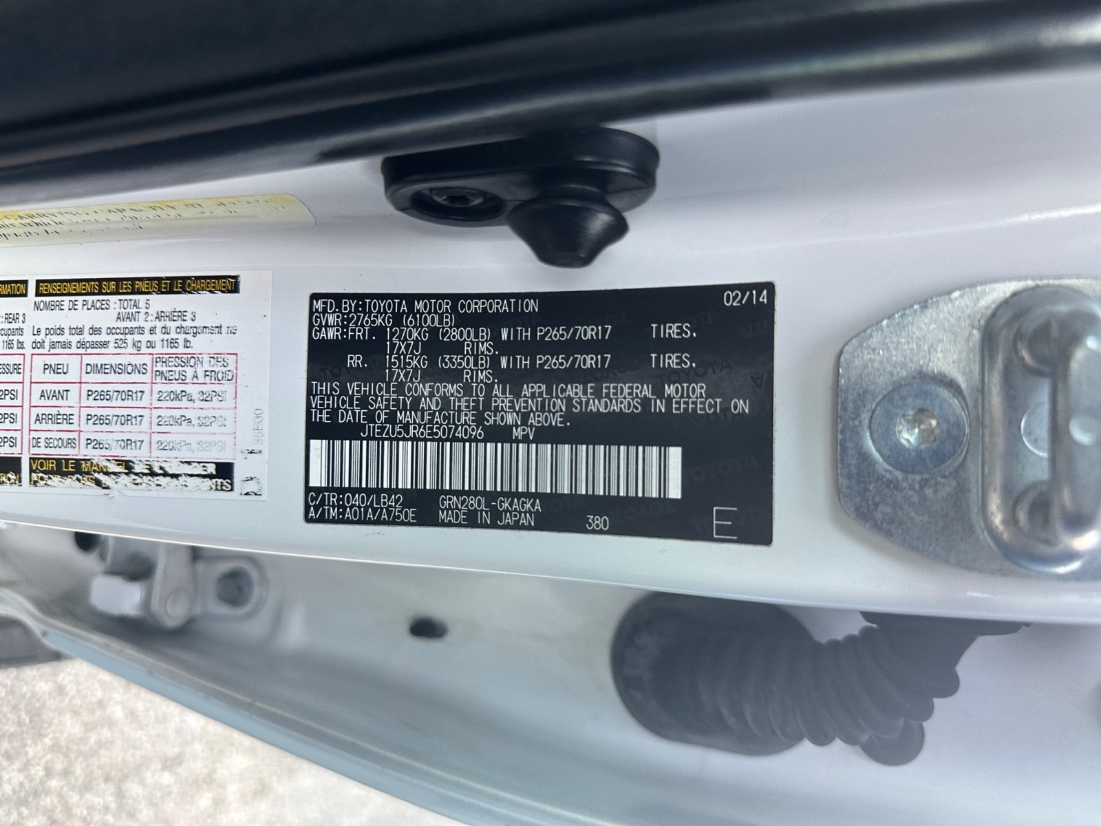 Toyota 4Runner RWD 4dr V6 SR5 Premium (Natl) 2014