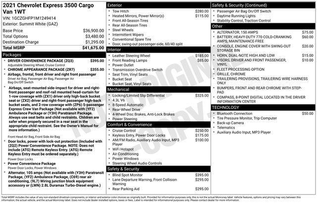 Chevrolet Express 3500 Cargo Extended 2021