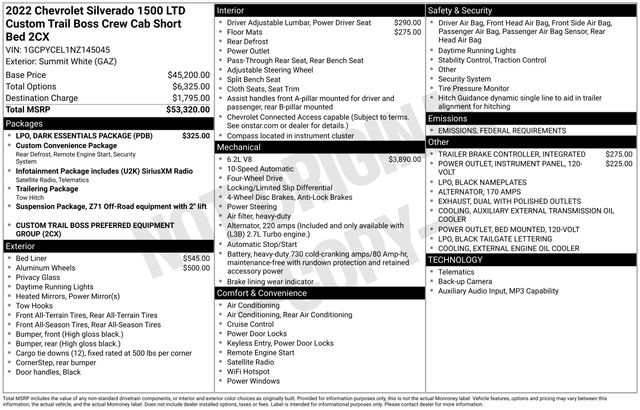 Chevrolet Silverado 1500 Limited Custom Trail Boss Crew Cab Long Box 4WD 2022