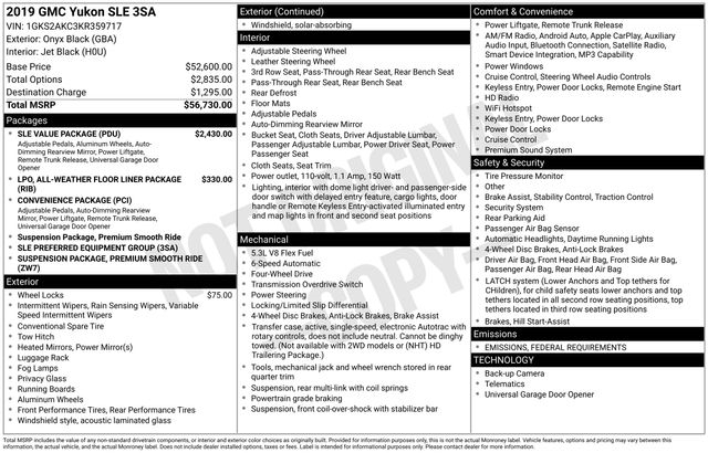 GMC Yukon SLE 4WD 2019