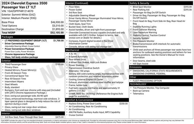 Chevrolet Express LT 3500 Extended 2024