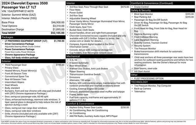 Chevrolet Express LT 3500 Extended 2024