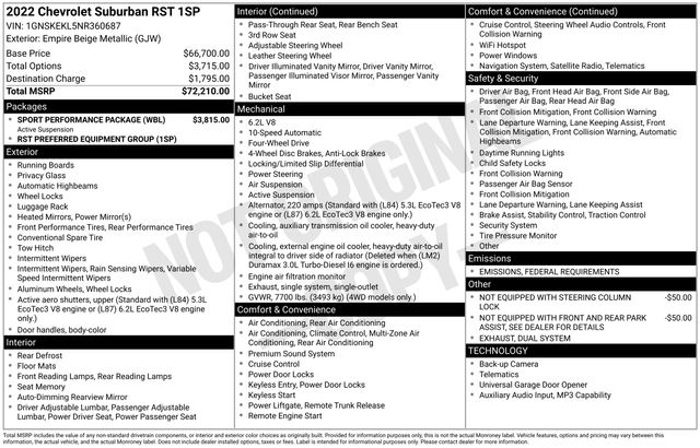 Chevrolet Suburban RST 4WD 2022