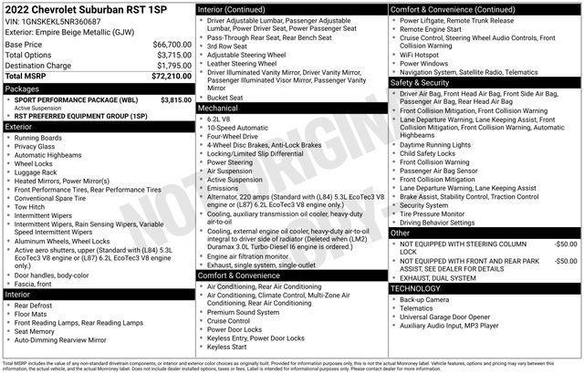 Chevrolet Suburban RST 4WD 2022