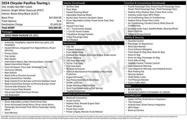 Chrysler Pacifica Touring L 2024