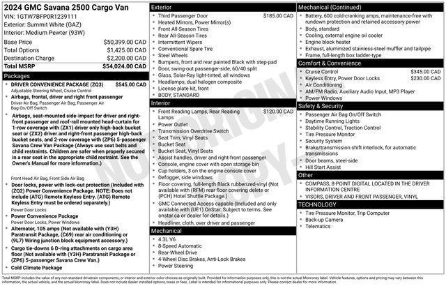GMC Savana G2500 Extended Cargo 2024