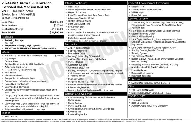 GMC Sierra 1500 Elevation Double Cab 4WD w/3VL 2024