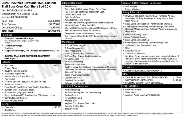 Chevrolet Silverado 1500 Trail Boss Custom Crew Cab 4WD 2024