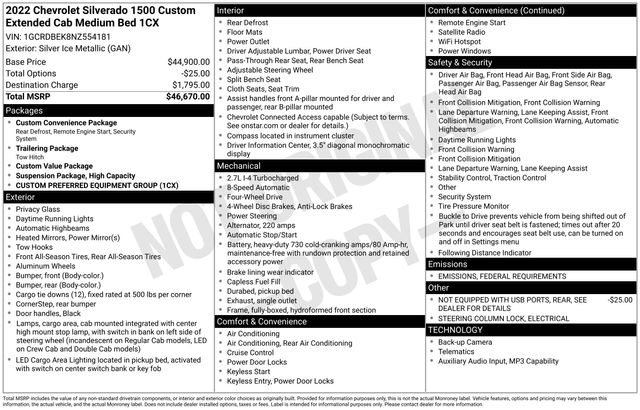 Chevrolet Silverado 1500 Custom Double Cab 4WD 2022