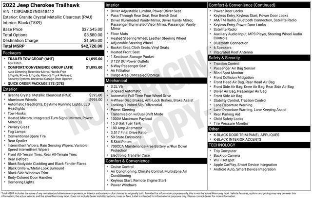 Jeep Cherokee Trailhawk 4WD 2022