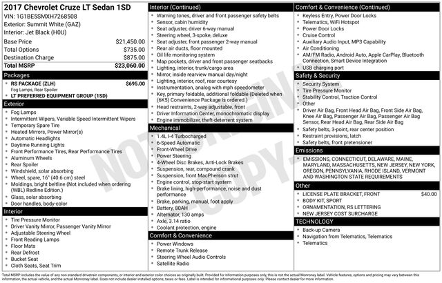 Chevrolet Cruze LT Auto 2017
