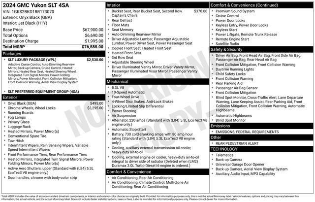 GMC Yukon SLT 4WD 2024