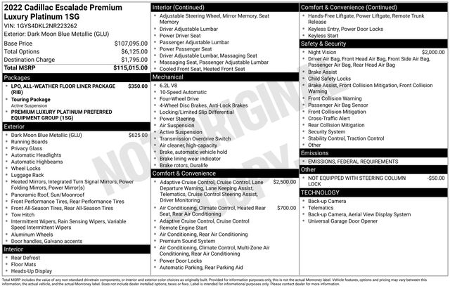 Cadillac Escalade Premium Luxury Platinum AWD 2022
