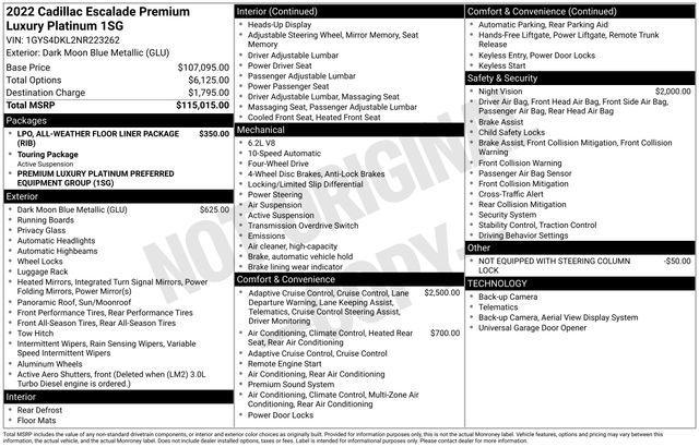 Cadillac Escalade Premium Luxury Platinum AWD 2022