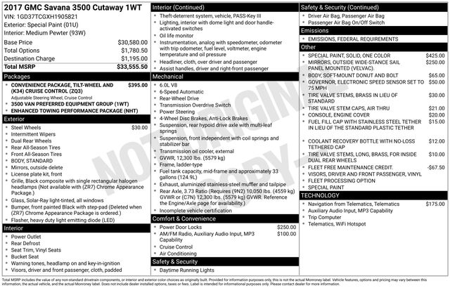 GMC Savana G3500 177 in. 2017