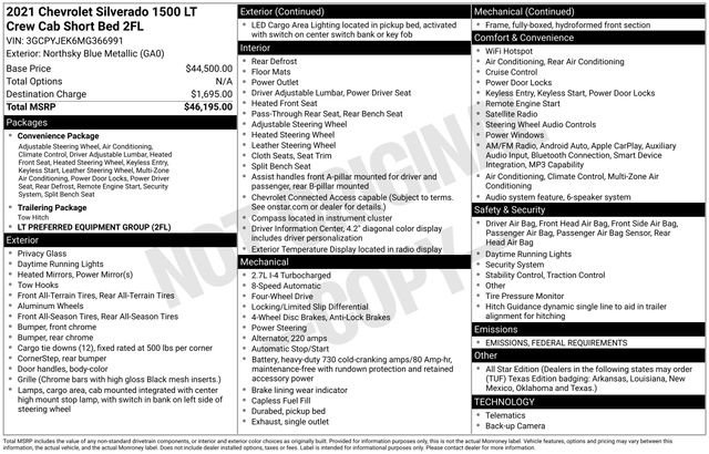 Chevrolet Silverado 1500 LT Crew Cab Long Box 4WD 2021