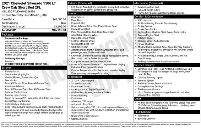 Chevrolet Silverado 1500 LT Crew Cab Long Box 4WD 2021