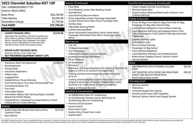 Chevrolet Suburban RST 4WD 2022