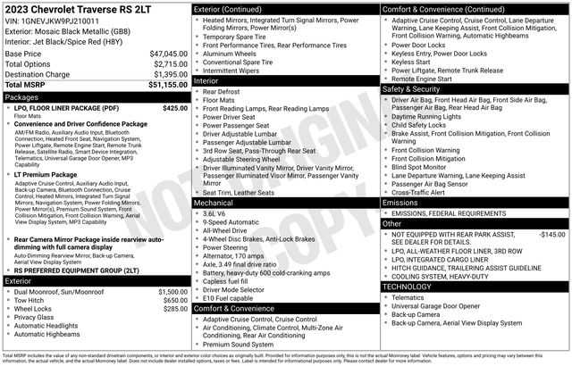 Chevrolet Traverse RS AWD 2023