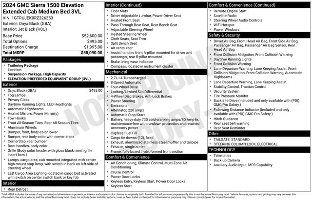 GMC Sierra 1500 Elevation Double Cab 4WD w/3VL 2024