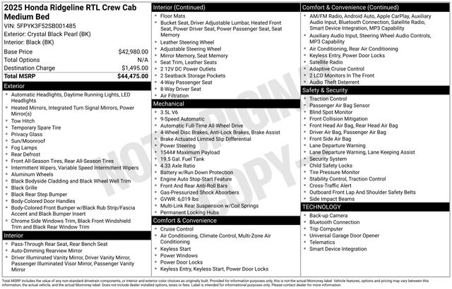 Honda Ridgeline RTL 2025