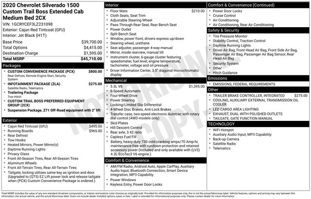 Chevrolet Silverado 1500 Custom Trail Boss Double Cab 4WD 2020