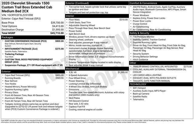 Chevrolet Silverado 1500 Custom Trail Boss Double Cab 4WD 2020