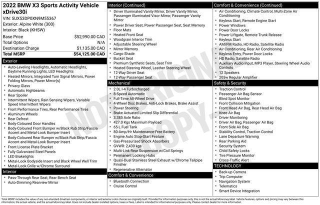BMW X3 sDrive30i 2022