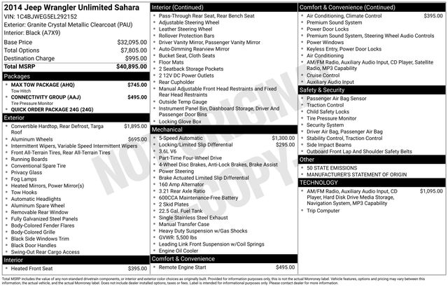 Jeep Wrangler Unlimited Sahara 4WD 2014