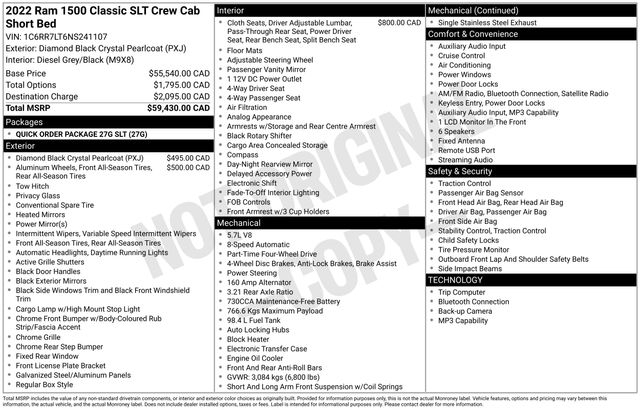 RAM 1500 Classic Tradesman Crew Cab SWB 4WD 2022