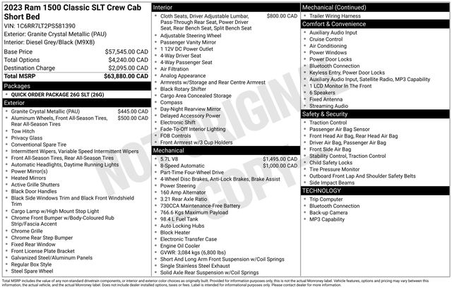 RAM 1500 Classic Tradesman Crew Cab SWB 4WD 2023
