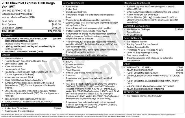 Chevrolet Express 1500 Cargo 2013