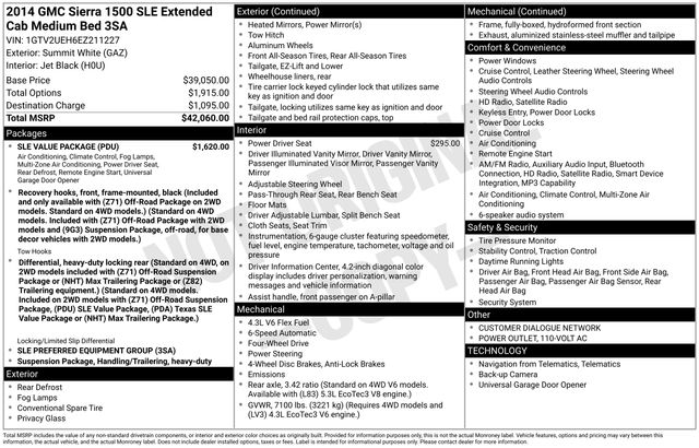 GMC Sierra 1500 SLE Ext. Cab 4WD 2014