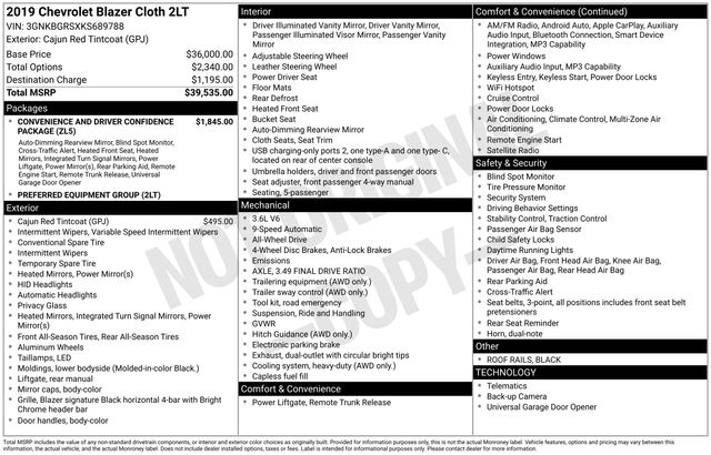 Chevrolet Blazer 2LT AWD 2019