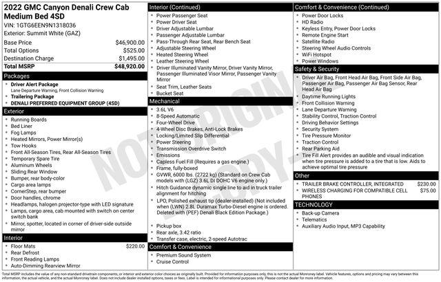 GMC Canyon Denali Crew Cab Long Box 4WD 2022