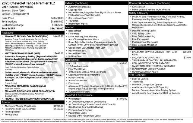 Chevrolet Tahoe Premier 4WD 2023