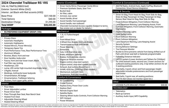 Chevrolet TrailBlazer RS 2024