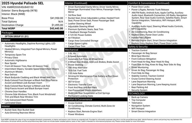 Hyundai Palisade SEL AWD 2025