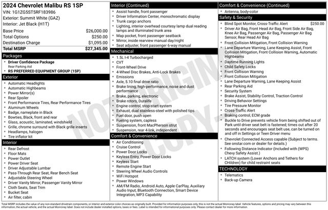 Chevrolet Malibu RS 2024
