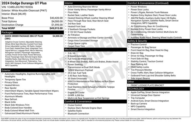 Dodge Durango GT Plus AWD 2024