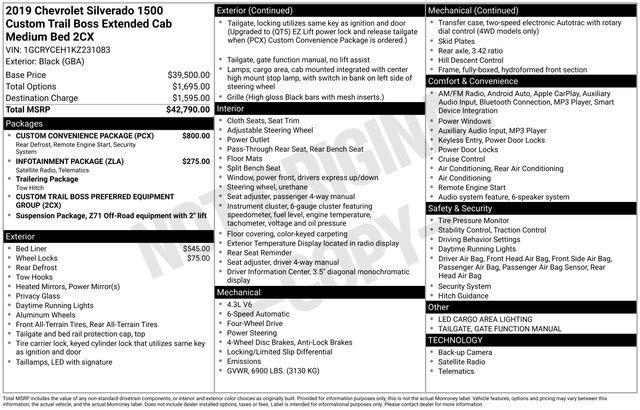 Chevrolet Silverado 1500 Custom Trail Boss Double Cab 4WD 2019
