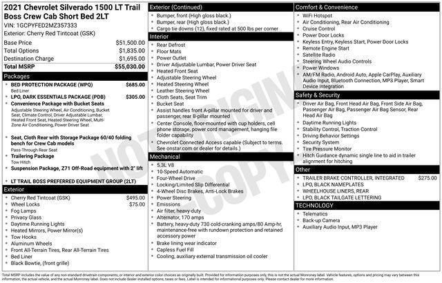 Chevrolet Silverado 1500 LT Trail Boss Crew Cab 4WD 2021